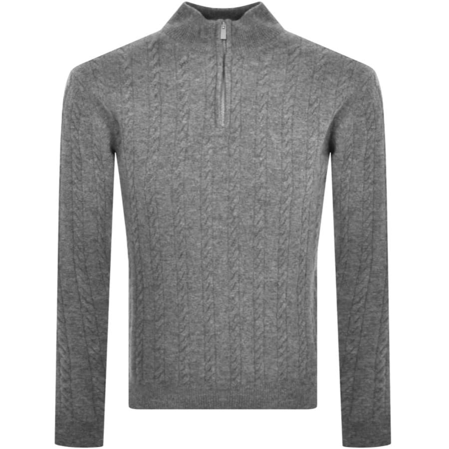 Oliver Sweeney Glanlough Half Zip Knit Jumper Grey